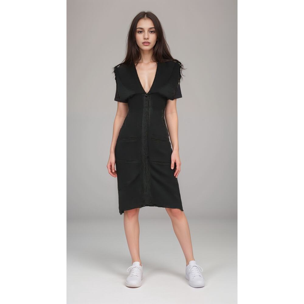 Guess Women's Black Solid V-Neck Sleeve Bandage Bodycon Dress Size Small NWT!